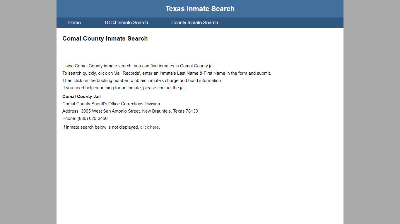 Comal County Jail Inmate Search